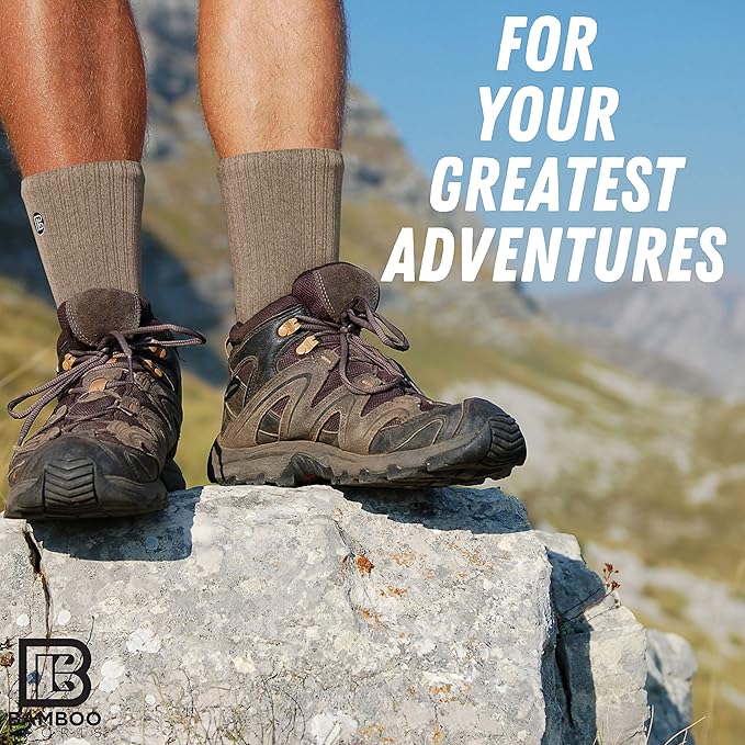 Bamboo Sports Premium Bamboo Crew Work Socks- Moisture Wicking, Odor Eliminating