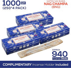 Raajsee Incense Holder Bundle with Satya Nagchampa Incense Sticks 250 gmx 4 Pack (1000 gm), Satya BNG (Bangalore) Insenses, Satya Nagchampa Natural Insence