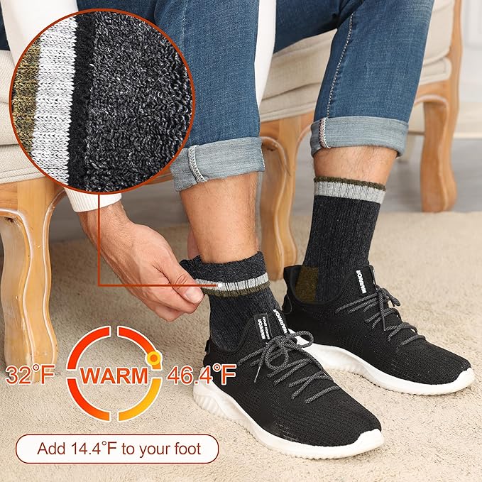 Wool Socks Mens - Extra Thick Winter Warm Merino Thermal Socks for Men