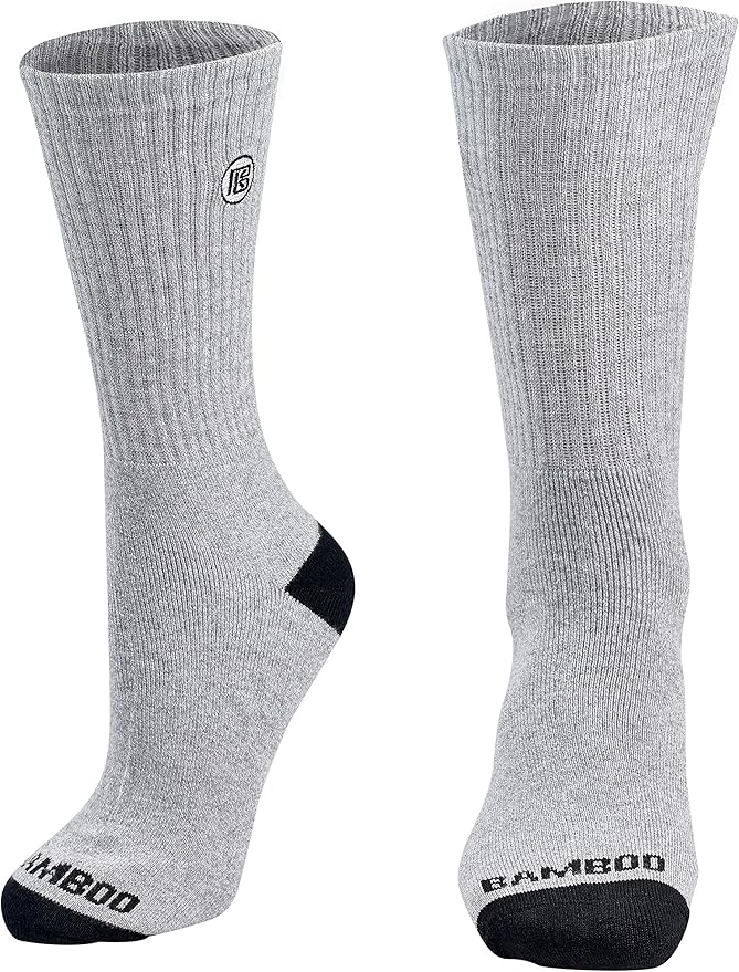 Bamboo Sports Premium Bamboo Crew Work Socks- Moisture Wicking, Odor Eliminating