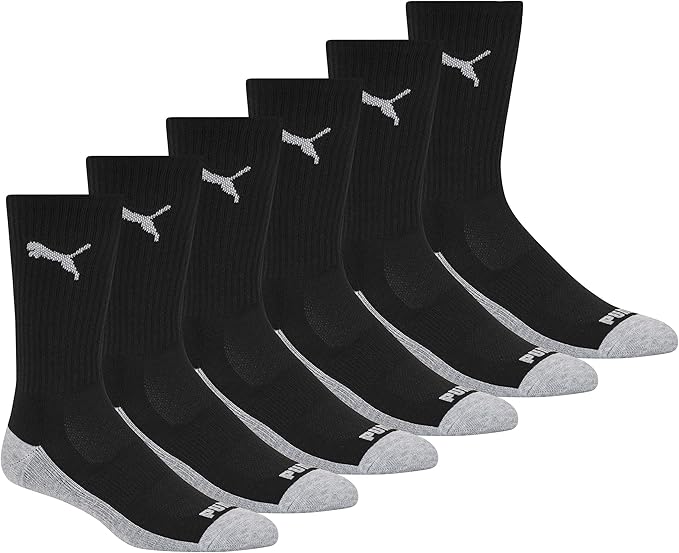 PUMA mens 6 Pack Crew Socks