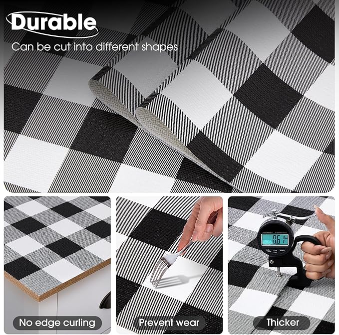 Drawer and Shelf Liner, Non-Slip Kitchen Cabinet Liners Non-Adhesive Thick Strong Grip Waterproof Washable Mats Protect Dresser Shelves Cupboard Bathroom Cabinets, Buffalo Plaid, 18 in X 10 FT