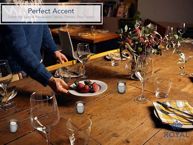 Royal Imports Silver Mercury Glass Votive Candle Holder, Table Centerpiece Tealight Decoration for Elegant Dinner, Party, Wedding, Holiday, Set of 24 (Unfilled)