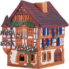 Ceramic Art Cone Incense Holder Room Decoration Handcrafted Collectible Miniature Historical Timbered House in Kaysersberg, Alsace, France R264