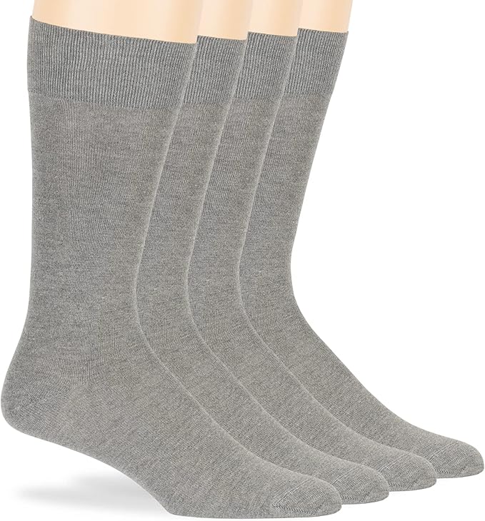 7BigStars Mens Dress Socks – 4 Pack Bamboo Crew Fit, Solid or Patterned, Thin Seamless Breathable Business