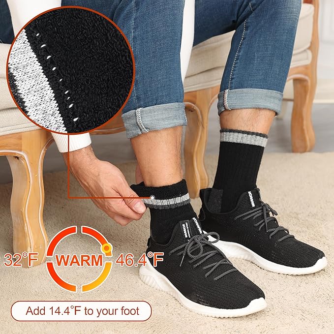 Wool Socks Mens - Extra Thick Winter Warm Merino Thermal Socks for Men