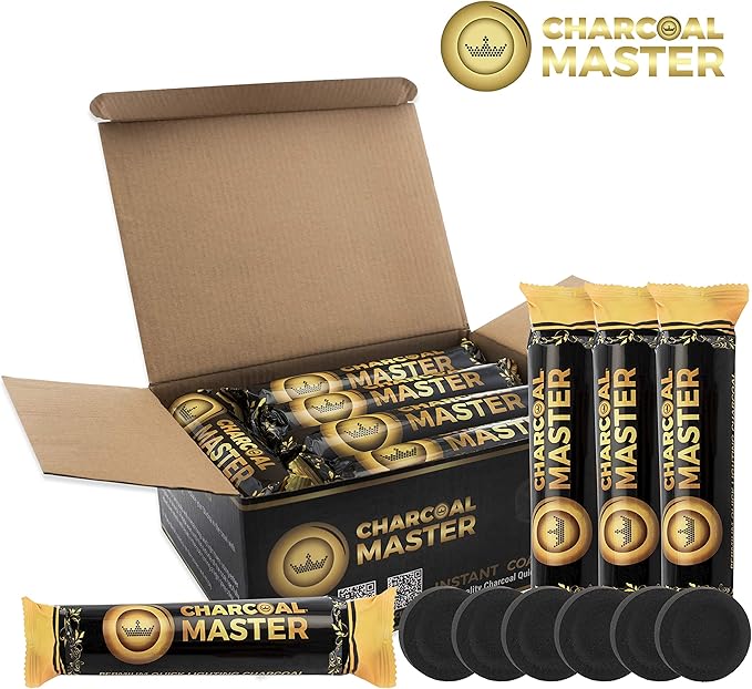 Coal Instant Light - Incense Charcoal Disks - Set of 100 Tablets - 40 mm Quick Light Briquettes - Natural, Slow Burn and Low Smoke (100)
