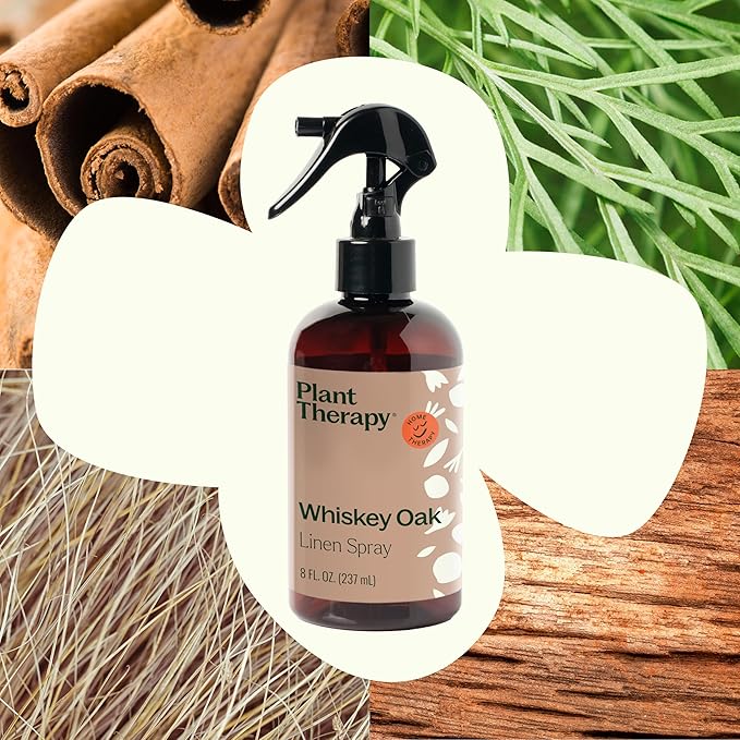 Plant Therapy Whiskey Oak Pillow and Linen Spray, Exotic & Rich Woody Aroma with Hints of Vanilla, Evokes a Sense of Cozy Elegance, Perfect Scent to Cuddle up With, Natural Fragrance 8 oz