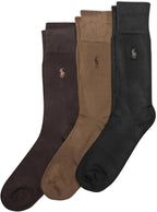 POLO RALPH LAUREN men Super Soft Flat Dress Crew Socks - 3 Pair Pack - Heel-toe Reinforcement