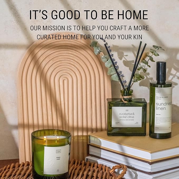 Craft & Kin Reed Diffuser with Dried Flowers | 5 oz Santal Woods Fall Scented Reed Diffusers for Home, Bathroom | Scent Sticks | Elegant Fragrance Home Decor for Men & Women