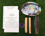 Spiritual Items - Lavender Flower Smudge Stick ~ Abalone Shell for Smudging ~ Palo Santo Sticks ~ 2 in Tripod Stand ~ 8-9 in Feather and White Sand