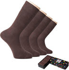 Hugh Ugoli Men's Bamboo Dress Socks for Business & Trouser, Thin & Seamless Crew Socks, 4 Pairs with Gift Box, Shoe Size 8-12