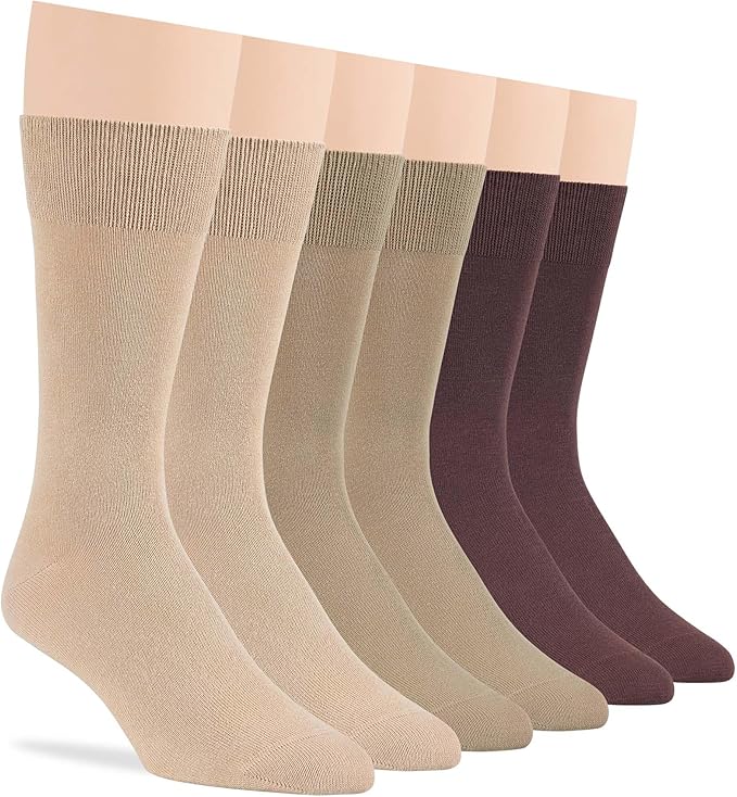 7BigStars Mens Dress Socks – 6 Pairs Crew, Soft Stay Up, Cotton Comfort for Business, Office, Big and Tall, Breathable