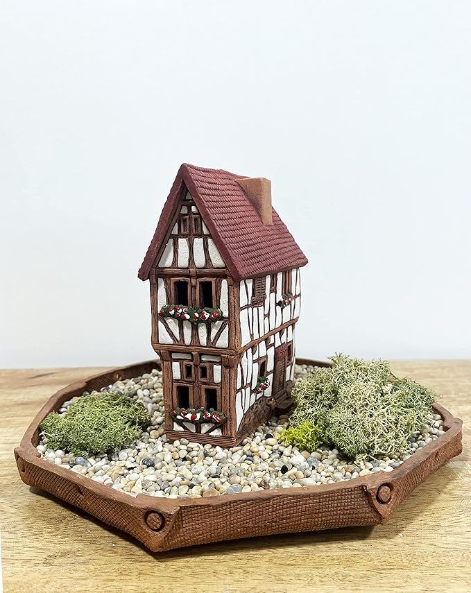 Ceramic Houses Collection - Handmade Miniature of Historic Winery in Bernkastel-Kues, Germany - Candle, Cone Incense Holder R255