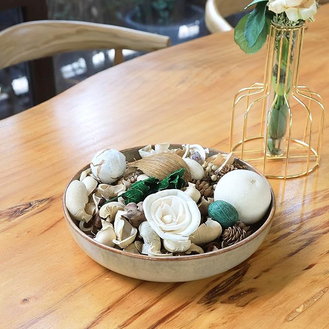 Qingbei Rina Potpourri Dried Flowers,Peach Scented Decorative Potpourri Bowl Filler,Vase Filler,Home Fragrance Smell,Bathroom Decor,14 oz(White)