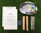 Sage Kit - Common Sage Smudge Stick ~ Abalone Shell for Smudging ~ Palo Santo Sticks ~ 2 inchTripod Stand ~ 8 inch Feather and White Sand