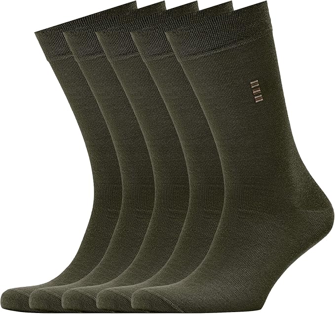 VRD Men’s Dress Socks, Bamboo 5-Pack Mens Socks, Mid Calf Length, Crew Socks Gift for Men Shoe Size 8-13