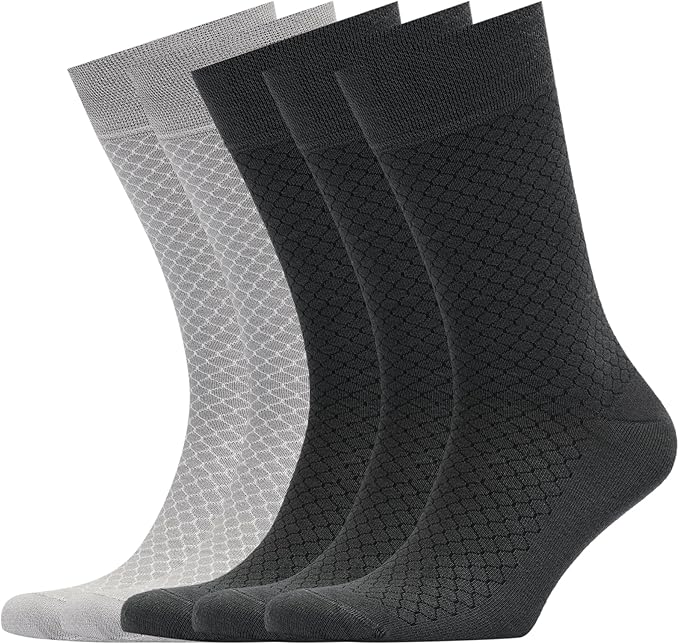 VRD Men’s Dress Socks, Bamboo 5-Pack Mens Socks, Mid Calf Length, Crew Socks Gift for Men Shoe Size 8-13