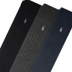 POLO RALPH LAUREN Mens Mercerized Cotton Ribbed Dress OTC Socks 3 Pair Pack Reinforced Cotton Comfort