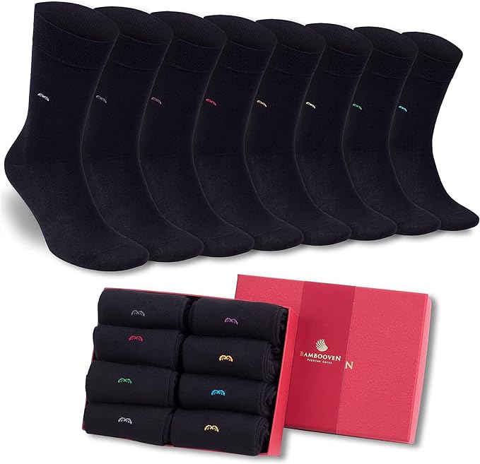 Men’s Lightweight Dress and Trouser Socks – Rayon Made From Bamboo, Odor Free & Breathable(3 or 8 pairs + Gift box)