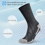Men's Cotton Crew Work Socks, 3 Pairs Cushioned Moisture-Wicking Athletic Socks for Hiking Sports Running