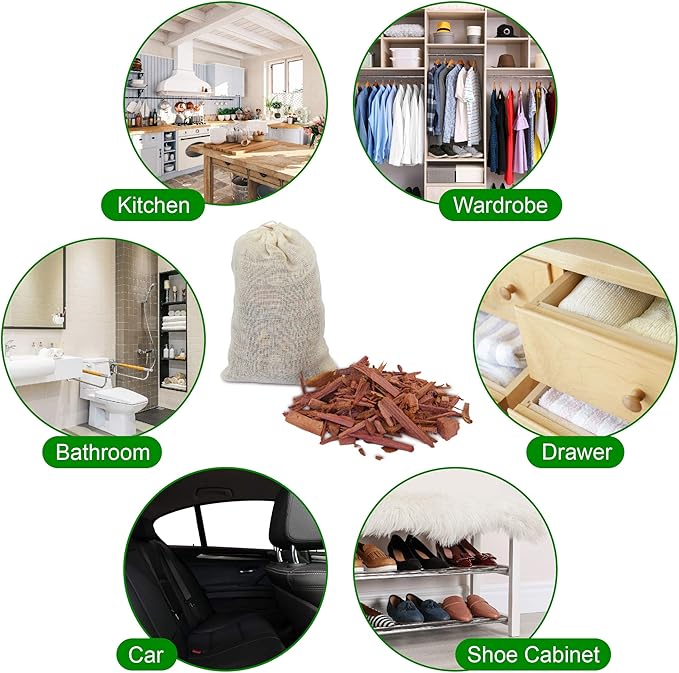 Pack of 24 Cedar Sachets Bag, Red Cedar Chips Sachets for Clothes Storage, Home Fragrance Sachet for Drawers and Closets, LV-F-CC-1