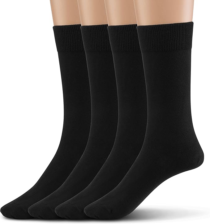 Modal Mens Crew Socks, Formal Mid-Length Dress Calf Socks 2 or 4 Pk
