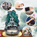 Mountain Waterfall Incense Burner，Backfall Incense Holder River, Incense Falls Meditation Decor for Room with Upgrade Incense Cones and Accessories (Lotus Leaf)