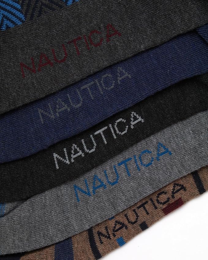 Nautica Mens Dress Socks - 5 Pack Breathable Comfort Stretch Crew-Length Work Socks for Men for Business Formal Wear (6-12.5)