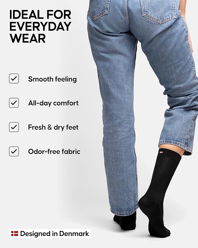 DANISH ENDURANCE Viscose Dress Socks, Premium, Soft, Breathable, Dress Socks for Men & Women, Unisex, 6-Pack