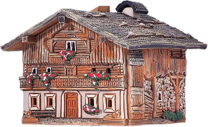 Ceramic Art Cone Incense Holder Room Decoration Handcrafted Collectible Miniature Old House on Lutago, Tirol, Italy R235