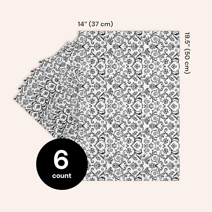 Scented Drawer Liner Sheets - 14 in x 19.5 in, Royal Damask, Pack of 6 - Non-Adhesive Cabinet Liner - Lining Paper for Drawers - Long-Lasting Fragrance Scented Paper