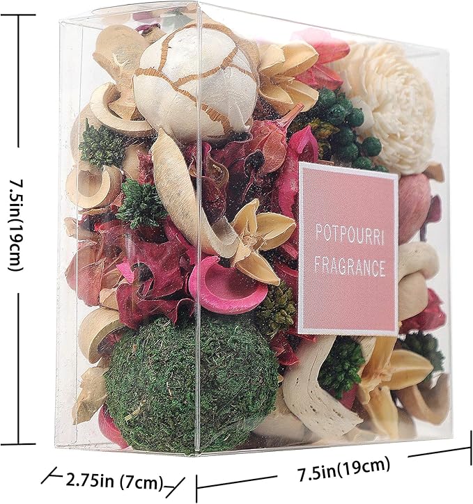 Qingbei Rina Potpourri Bowl Filler, Rose Scented Potpourri Dried Flower,Decorative Vase Filler, Home Fragrance Sachet,Bathroom Decor,14 Oz(Blush Pink)
