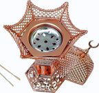 AM Bakhoor Charcoal Incense Burner - Oud Frankincense Resin Burner 10.5 Inches Tall - for Bakhoor Oud Incense Sticks Cones - Luxury Filigree (Rose Gold)