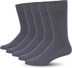 SERISIMPLE Men's Dress Socks - Bamboo Viscose Thin Ribbed Knit, Silky & Soft, Lightweight Business Crew Socks 5 Pairs