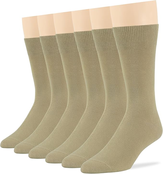 7BigStars Mens Dress Socks – 6 Pairs Crew, Soft Stay Up, Cotton Comfort for Business, Office, Big and Tall, Breathable