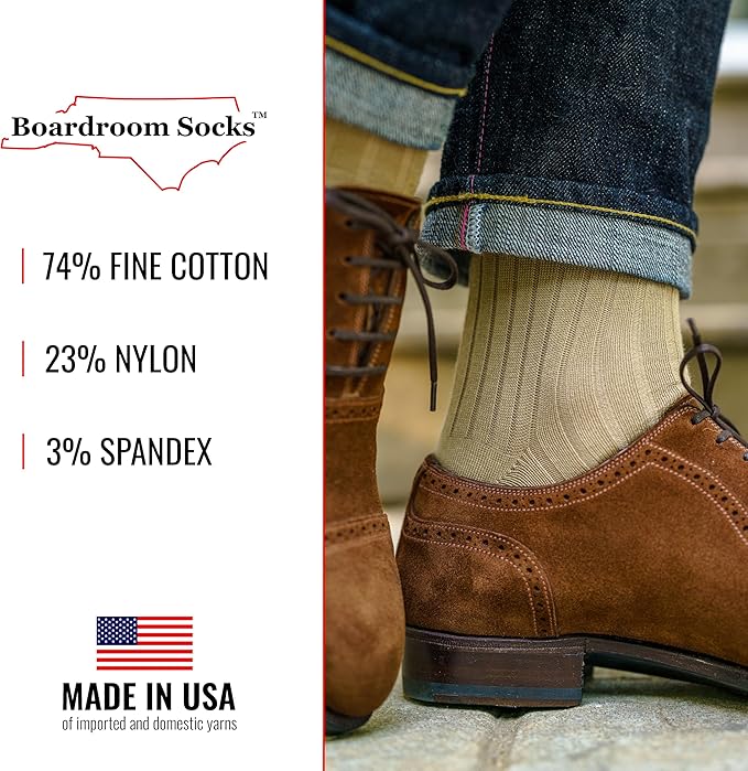 Cotton Dress Socks for Men – Comfortable Men’s Executive Socks – Classic Mid-Calf Dress Socks by Boardroom Socks