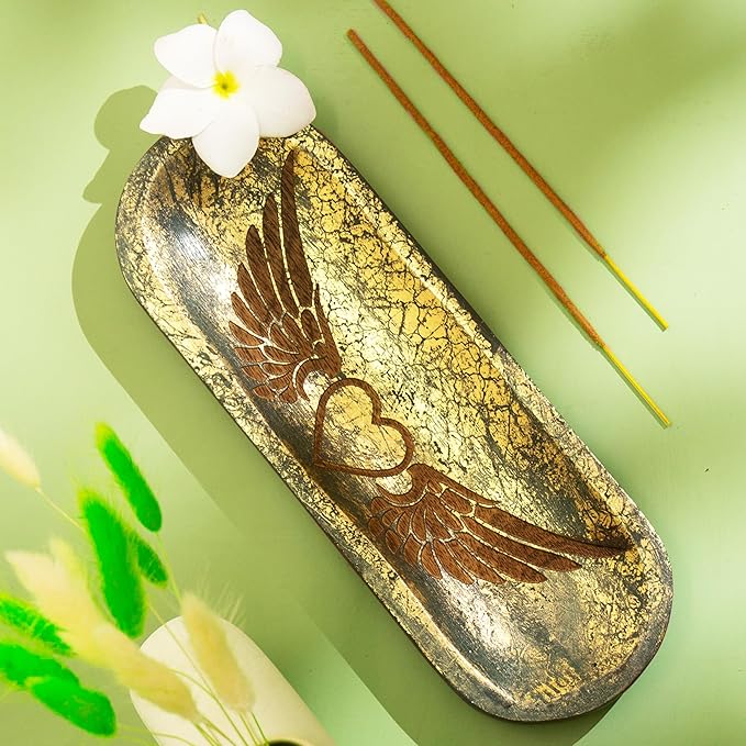 raajsee Incense Holder Hand Carved-Incense Burner Holder –Ash Catcher - Incense Stick Holder - Meditation & Yoga - Great Gift for Any Occasion Size 11x4 inch