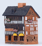 Ceramic Houses Collection - Collectible Handmade Miniature of Creperie in Mont St. Michel, France - Cone Incense Holder R325