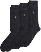 POLO RALPH LAUREN men Super Soft Flat Dress Crew Socks - 3 Pair Pack - Heel-toe Reinforcement