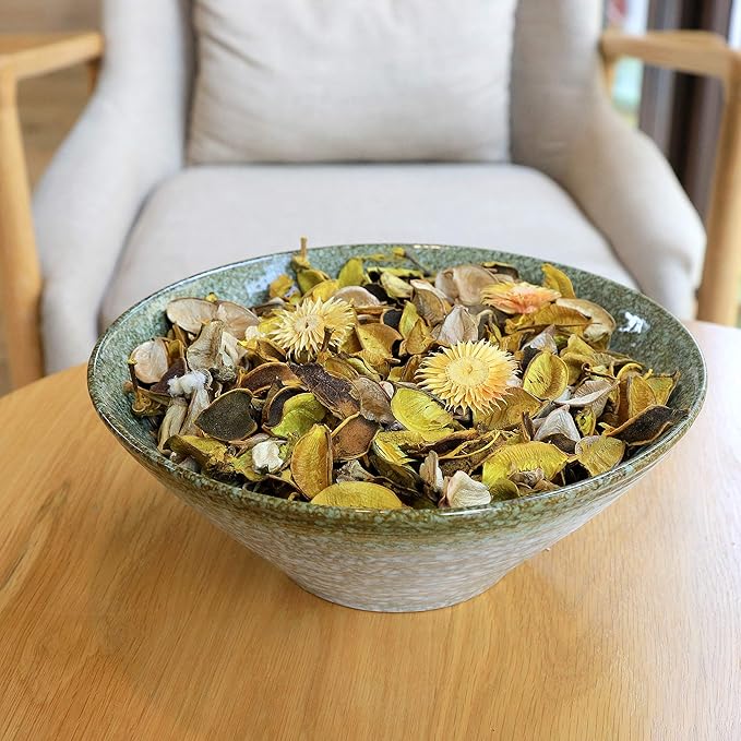 Qingbei Rina Potpourri Bowl Filler, Lemon Scented Potpourri Bags,Yellow Decorative Dried Flowers, Home Fragrance Perfume Petal,Vase Decor,2 Bags,8.4 oz