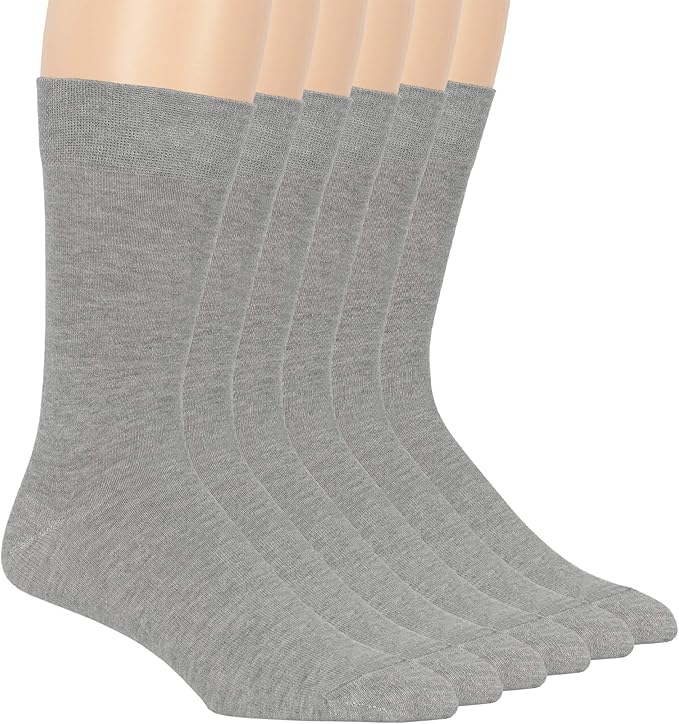 7BigStars Mens Dress Socks – 6 Pairs Crew, Soft Stay Up, Cotton Comfort for Business, Office, Big and Tall, Breathable