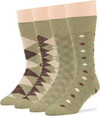 7BigStars Mens Dress Socks – 4 Pack Bamboo Crew Fit, Solid or Patterned, Thin Seamless Breathable Business