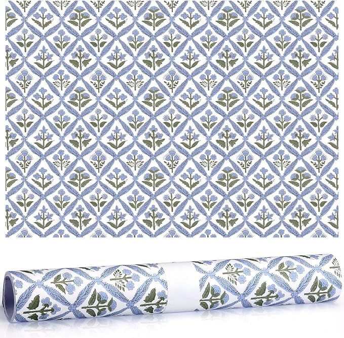 10 Sheets Drawer Liners for Dresser Scented Drawer Liners Non Adhesive Scented Paper for Fragrant Home Shelf Closet(Linen,Light Blue Pattern)