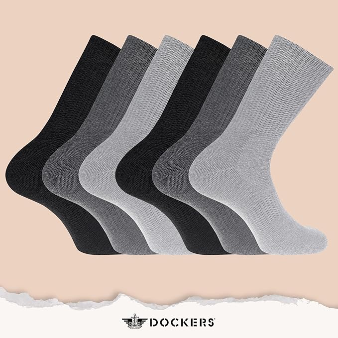 DOCKERS Men's Performance Socks - 3-Pairs and 6-Pairs Athletic and Dress Crew Socks for Men
