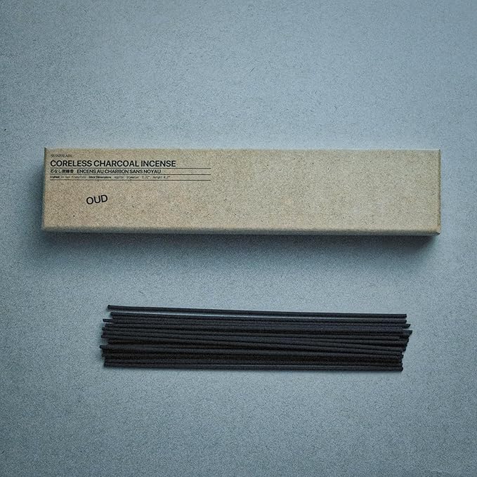 Oud Coreless Pure Incense Sticks, Clean-Burning, Niche Chinese Pepper, Rosewood, Amber, Vetiver, Oud, Tonka Bean Scented, Hand-Dipped, 1 Hour Burn Time, 20 Sticks, Bamboo Charcoal-Based