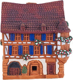 Ceramic Art Cone Incense Holder Room Decoration Handcrafted Collectible Miniature Historical Timbered House in Kaysersberg, Alsace, France R264
