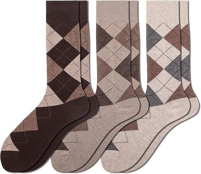 Men’s Argyle Dress Socks, Combed Cotton, Pack of 3