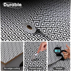 Drawer and Shelf Liner, Non-Slip Kitchen Cabinet Liners Non-Adhesive Thick Strong Grip Waterproof Washable Mats Protect Dresser Shelves Cupboard Bathroom Cabinets, Black & White, 12 in X 20 FT