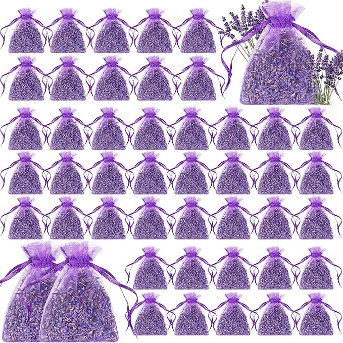 Reginary 120 Pack Lavender Sachets Bags Bulk for Drawers and Closets Home Fragrance Sachet Dried Lavender Flower for Wedding Bridal Shower Favors